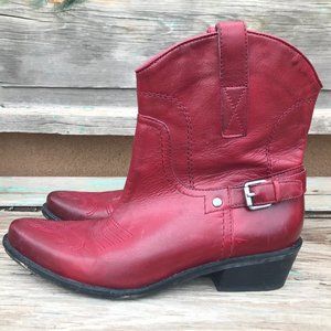 Franco Sarto size 8 Waco Red Leather Shortie Boots